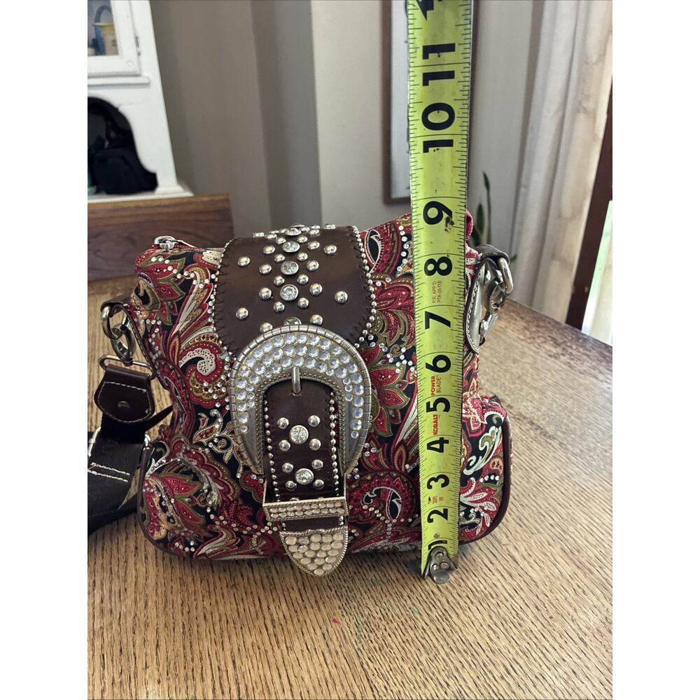 Montana West Red Paisley Crossbody Rhinestones Concealed Carry Western Cowboy - Picture 14 of 14